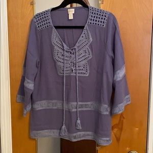 Chico’s Gauze & Embroidered Tunic (2)